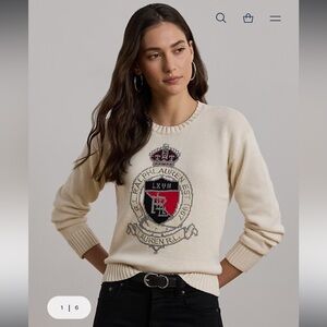 Intarsia-Knit Crest Cotton Sweater Ralph Lauren